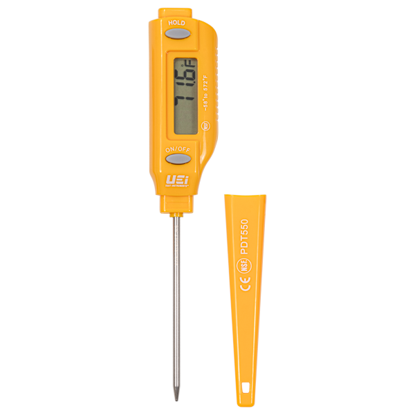 Uei Test Instruments Digital Pocket Thermometer: Side Reading Pen Style Pocket Thermometer, Pen Body, NSF Rated, Side Model: PDT660-N