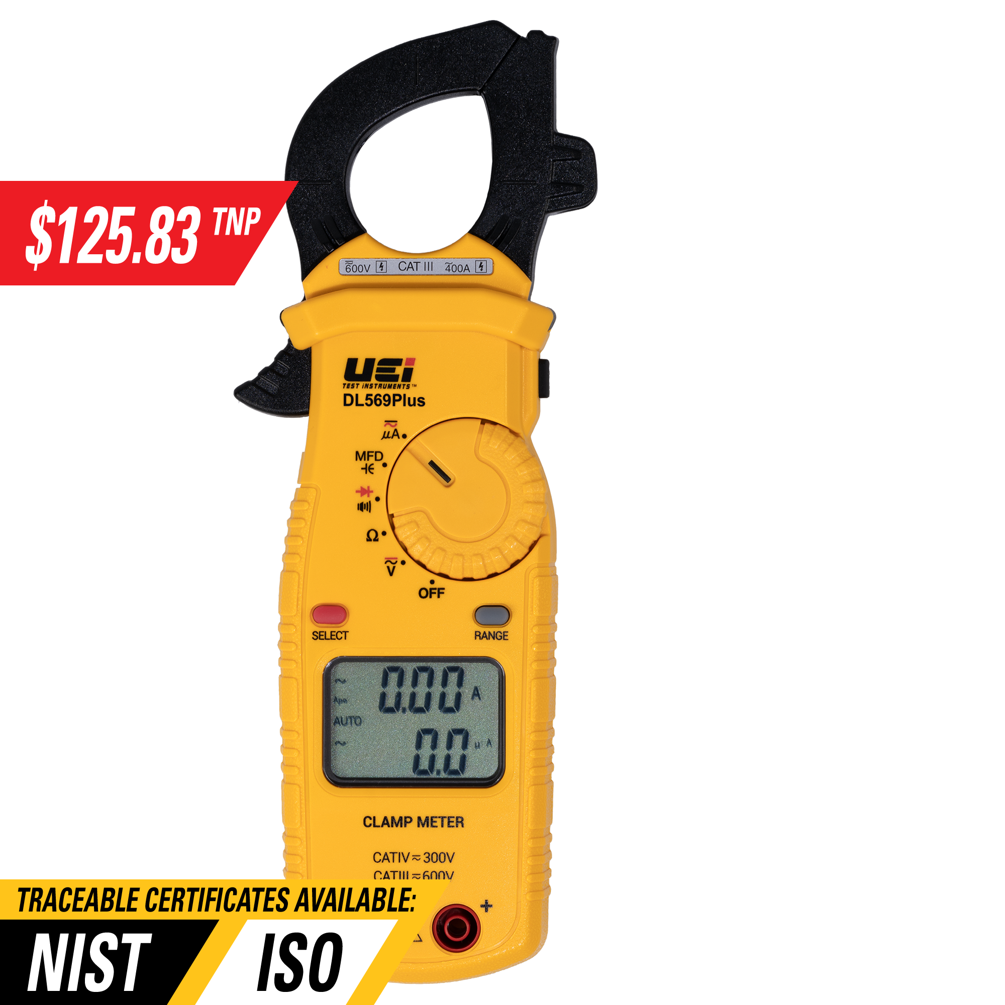 DL569 - 400A DUAL DISPLAY CLAMP METER W/ TEST LEAD STORAGE | Kane USA